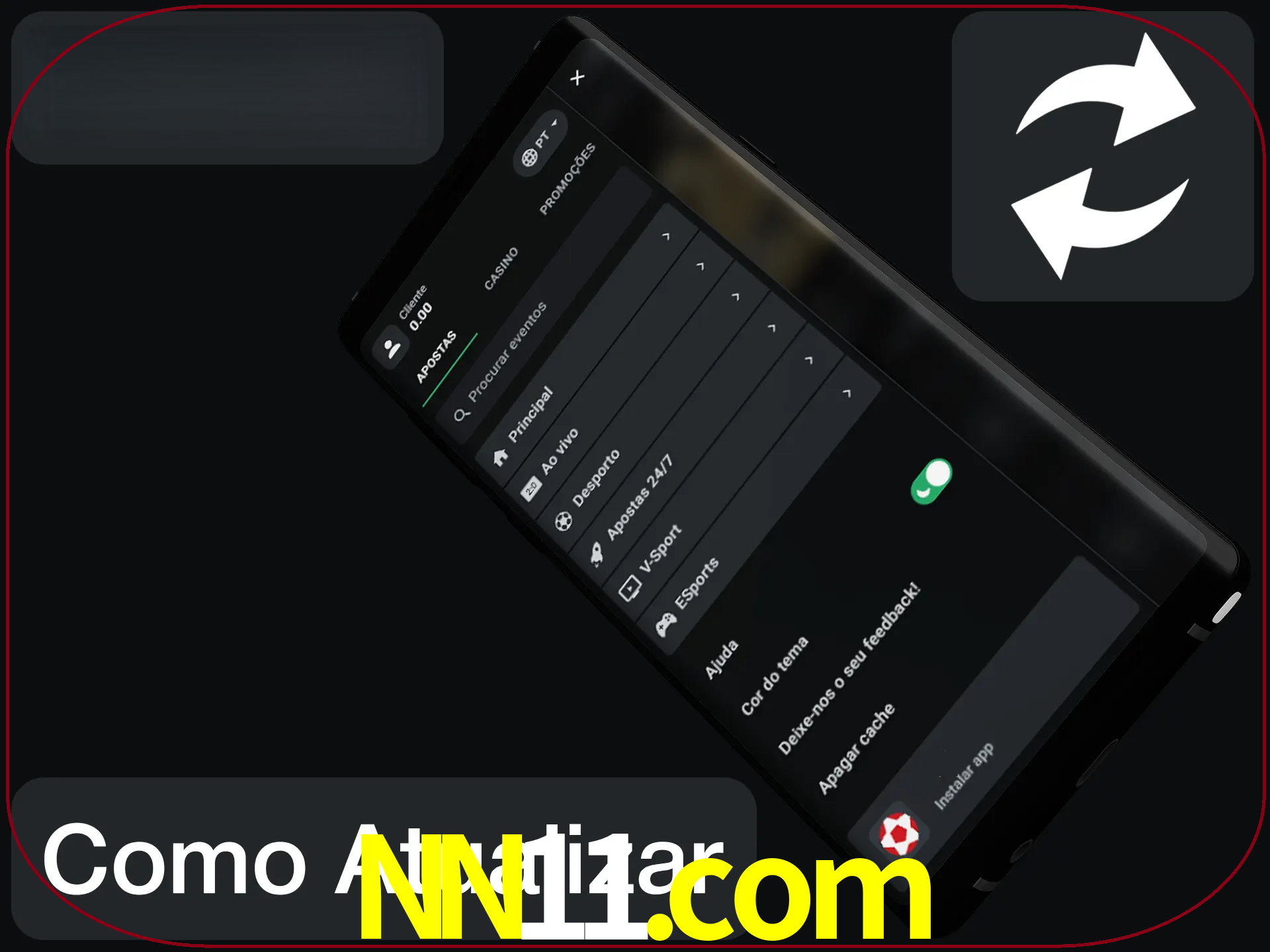 O aplicativo é atualizado automaticamente quando você faz o login.