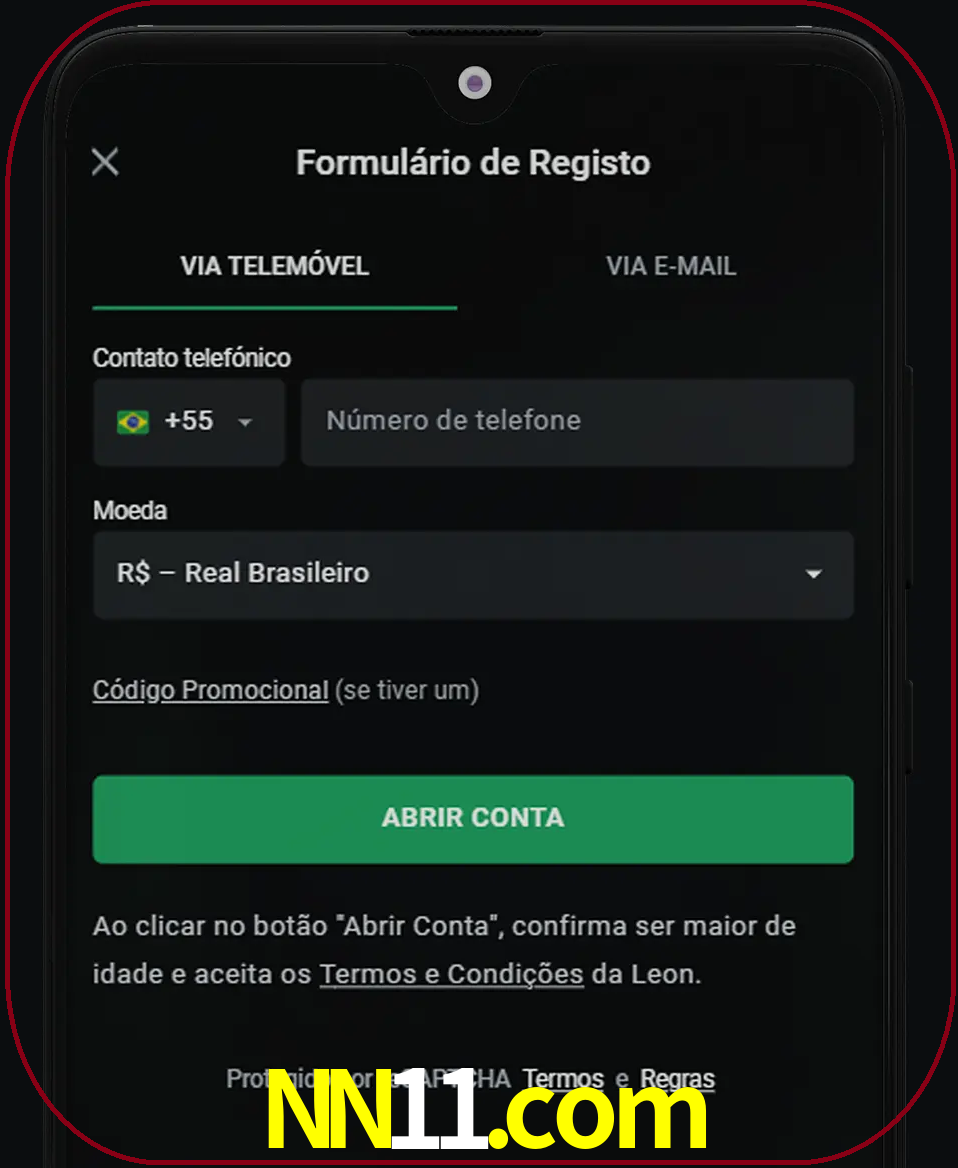 Abra o aplicativo e inicie o processo de registro.
